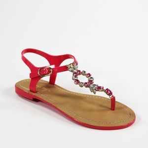 FRYE  ​​​Adoren Jeweled T-Strap Flat Sandals Light